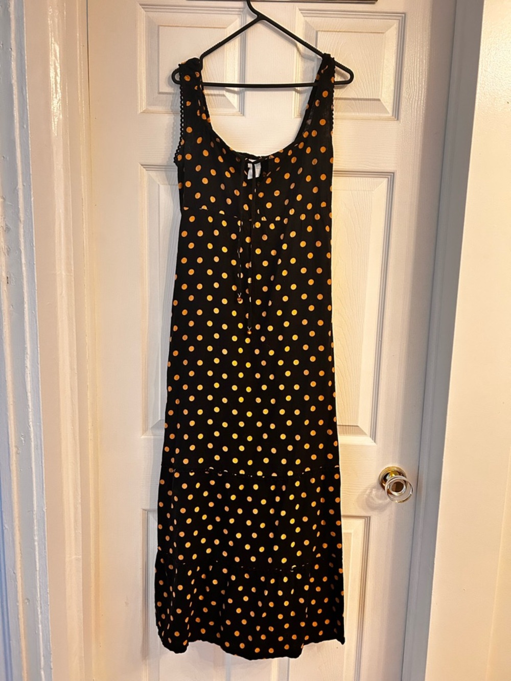 Cynthia Rowley Black Maxi Dress with Yellow Polka Dots